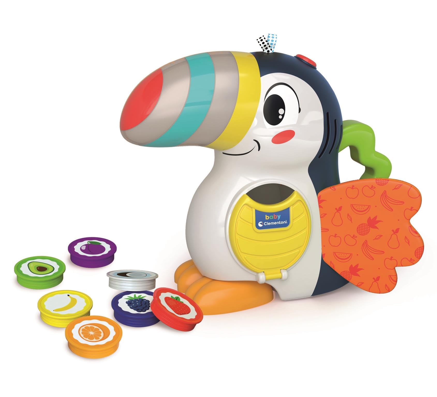Clementoni- Talking Toucan: Interactive Toy with Lights & Sounds, Teaching Little Ones Fruit and Colours (12+ Months)