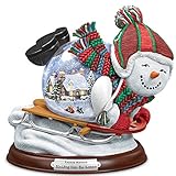 Thomas Kinkade Village Inside A Sledding Snowman Snowglobe by The Bradford Exchange