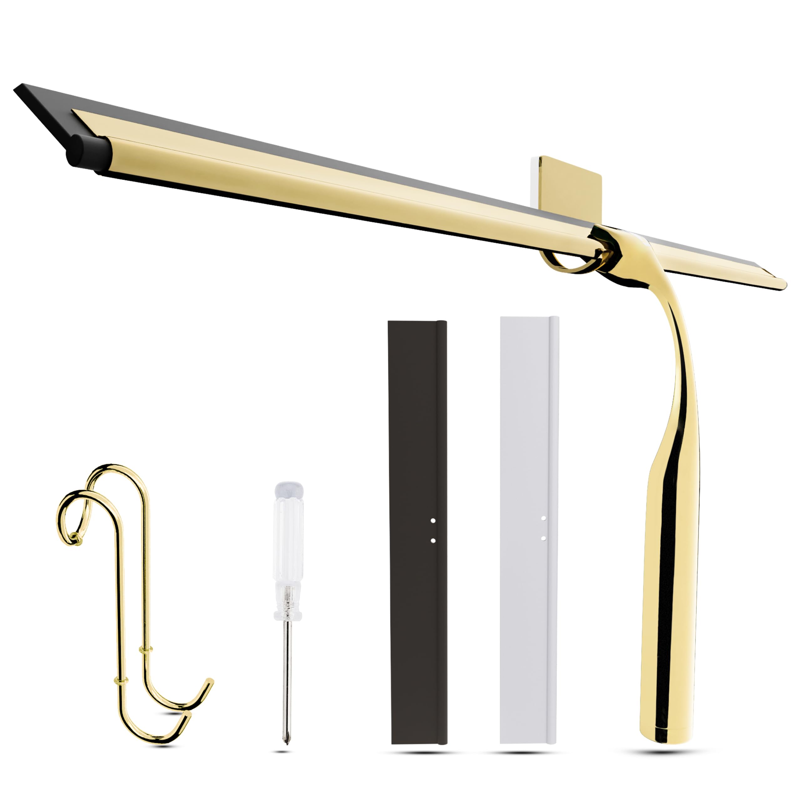 Wunset 40 cm Shower Squeegee, Large Gold Window Squeegee - 6 Pieces Set Including 2 Replacement Silicone Lips, Squeegee Shower Cleaner for Shower Doors and Various Smooth Surfaces (40 cm, Gold)