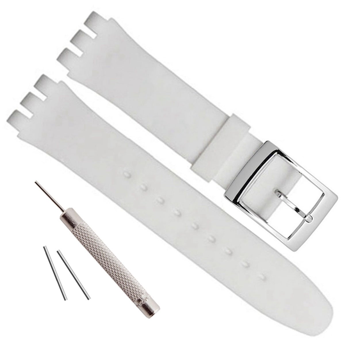 Green Olive Silver Plated Stainless Steel Buckle Waterproof Silicone Rubber Watch Strap Watch Band (20mm, White)