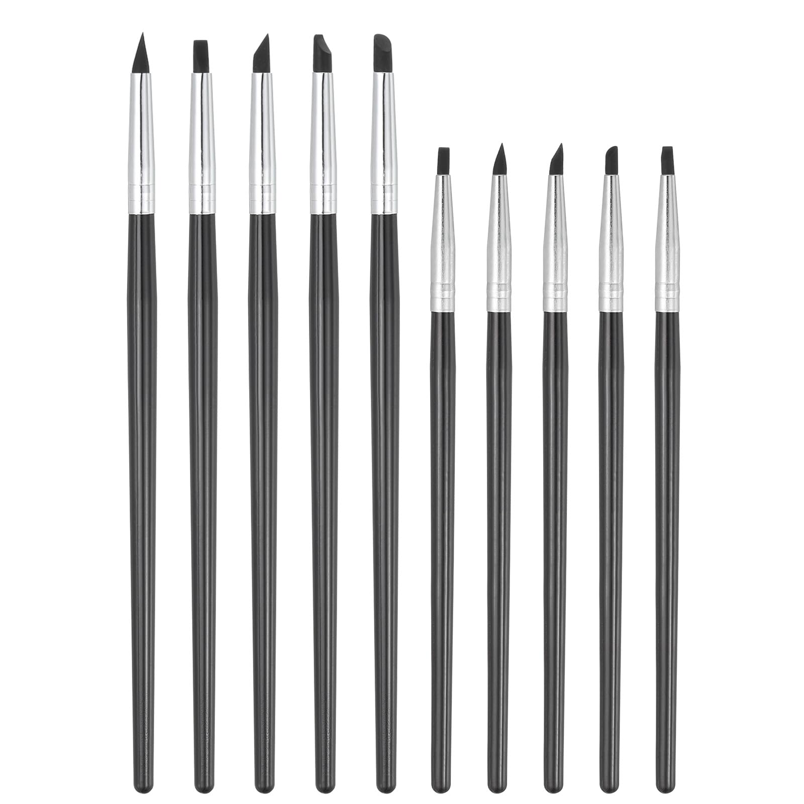 PATIKIL Silicone Clay Sculpting Tool, 10 Pcs Soft Rubber Modeling Dotting Tool Clay Shaping Carving Tool for Pottery Clay Craft Painting Nail Rock, Black (3mm/5mm)