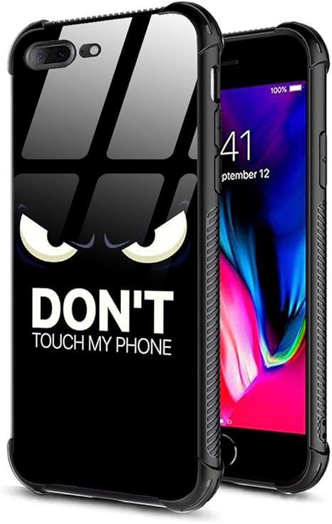 Amazon Com Dahaoguo Iphone 7 Plus Case Iphone 8 Plus Cute Cartoon Case Slim Fit Tempered Glass Back Soft Silicone Tpu Shock Absorption Bumper Protective Case Compatible For Iphone 7 8 Plus White Don T Touch My