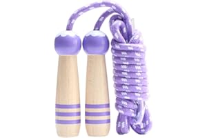 ACEONE Jump Rope Kids, 7ft Adjustable Cotton Skipping Rope with Wooden Handle for Boys and Girls Fitness Outdoor Exercise