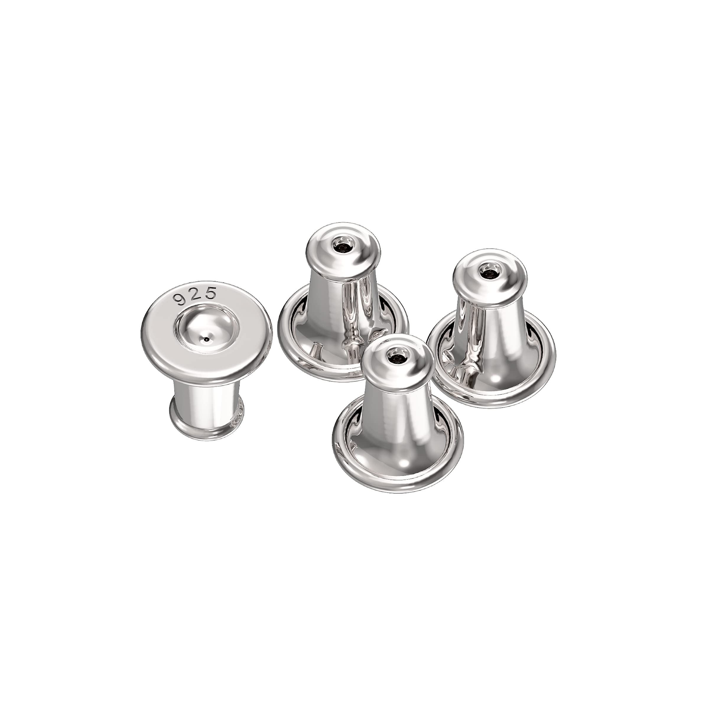Aeon Secure Replacement Earring Backs - 2 Pairs | 925 Sterling Silver Secure Bullet Safety Backings With Silicone Inner | Earrings Stopper
