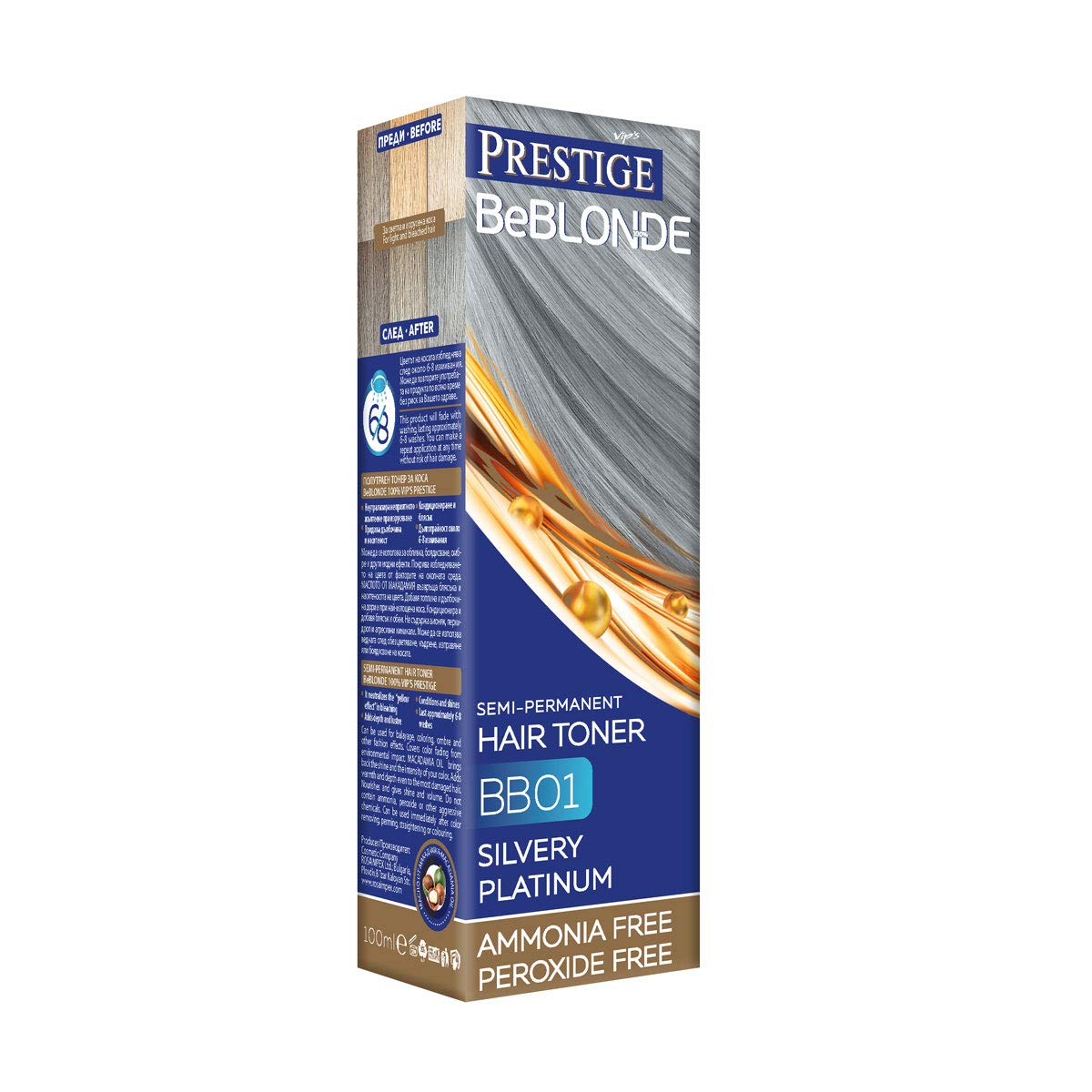 Vips Prestige Beblonde Semi Permanent Hair Toner Colour Silvery