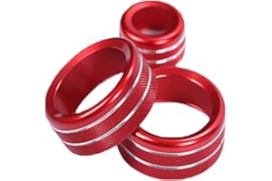 BEETECH WORKS Beetech Air Conditioner Volume Control Dial Cover Set - Compatible with BMW 1 Series, 2 Series, 3 Series, 4 Series, X1, X2 - Knob Switch Adjustment Interior Custom Accessories Parts (Red)