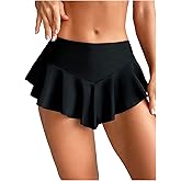 WDIRARA Women's Ruffle Hem Mini Swim Skirt Summer Low Rise Bikini Bottom