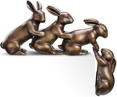 Amazon Com Spi Aluminum Helping Hand Rabbits Garden Sculpture Home Kitchen