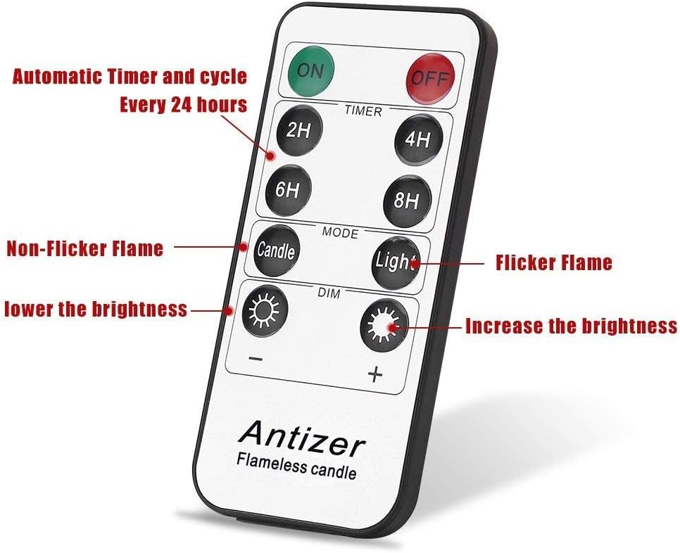 Antizer Flameless Candles Led Candles Pack of 9 (H 4" 5" 6" 7" 8" 9" x D 2.2") Ivory Real Wax Battery Candles with Remote Timer: Home Improvement