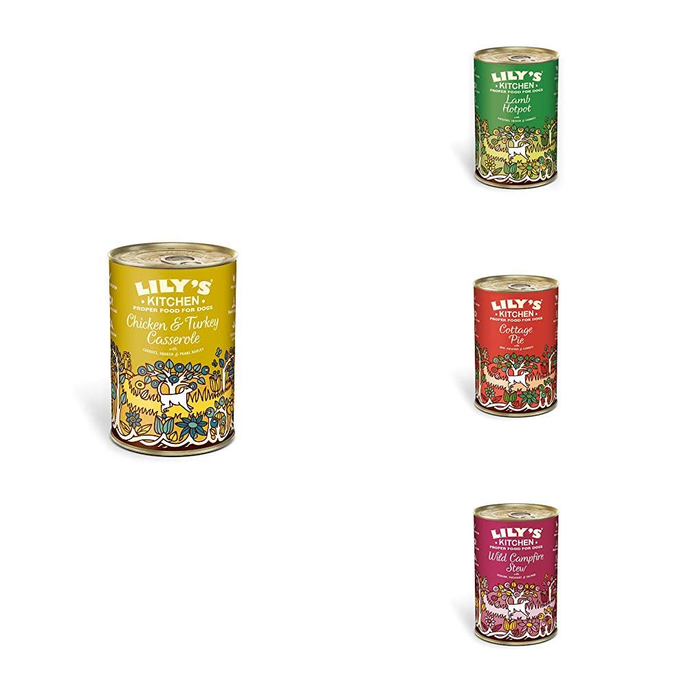 Lily's Kitchen Adult Dog Food - Chicken and Turkey Casserole, Cottage Pie Beef and Vegetable, Wild Campfire Stew, Lamb Hotpot Complete Wet Food (6 x 400g)