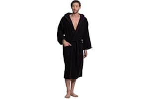 Turkuoise Men's Turkish Terry Cloth Robe, Thick Hooded Bathrobe