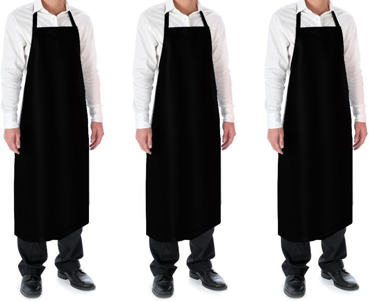 Vinyl Waterproof Apron Extra Long 42" Extended Coverage (3, Black)