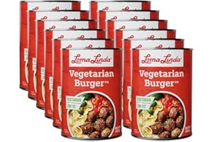 Vegetarian Burger Patties Plant Based - Loma Linda Vegetarian Burger, 15 oz Cans (12 Pack), Meatless Protein Alternative, Non-GMO Soy Burgers for Grilling, High Protein Meat Substitute