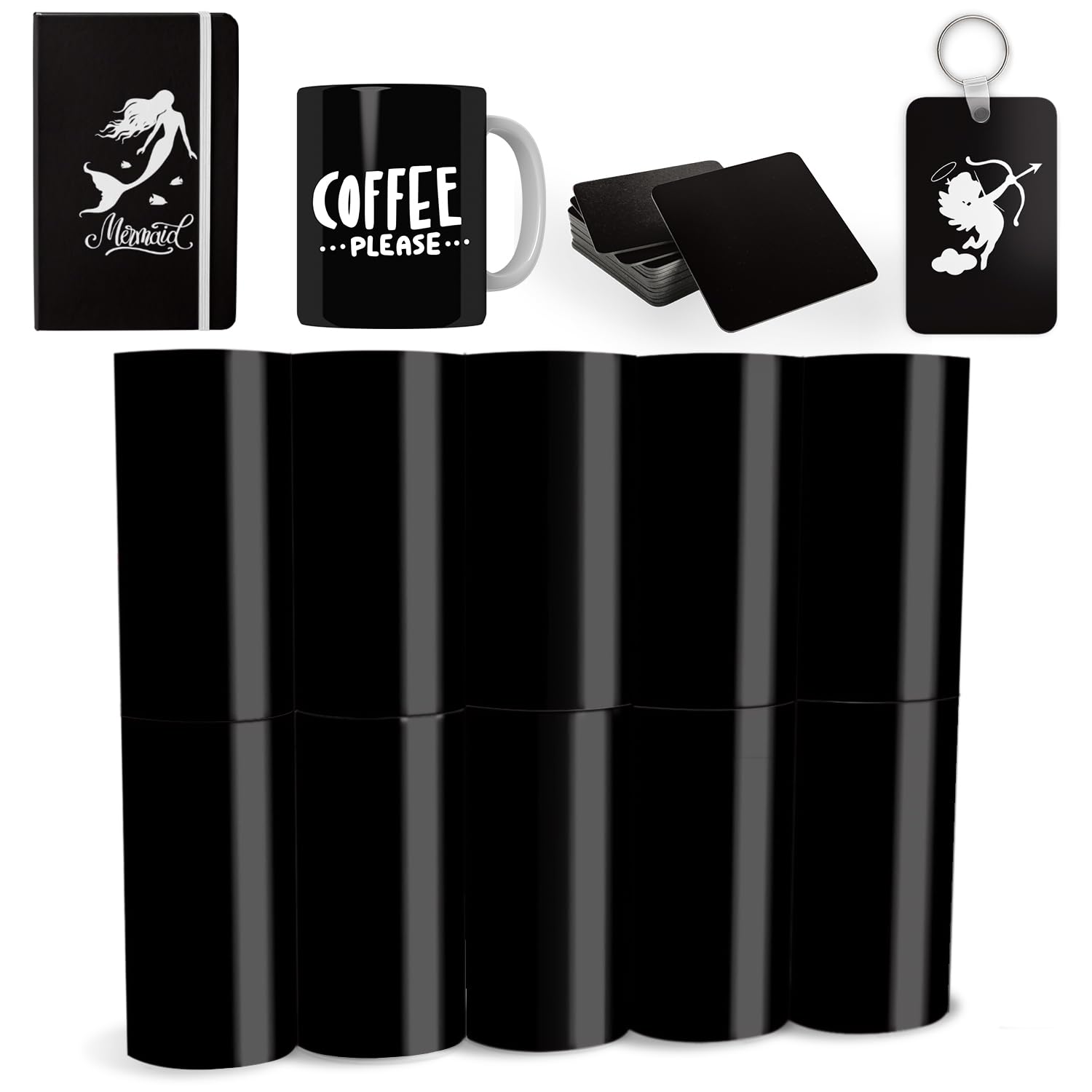 Black Insoluble Transfer Paper-Solid Color,4.5"x12"Sublimation Paper for Mug Press,10/pcs