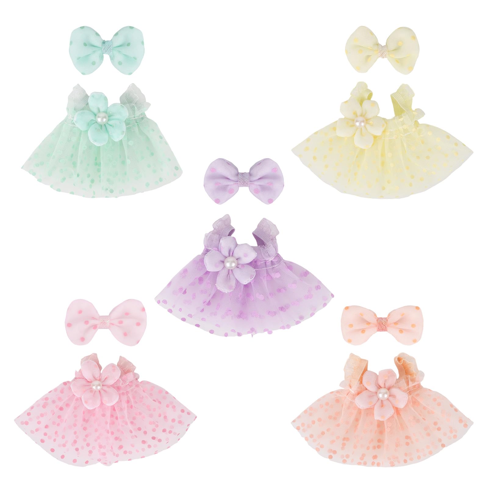 Goktvai 5 Sets Doll Dress Outfits Set for 17cm Dolls, Colorful Flower Polka-Dot Gauze Dresses with Bows Luxury Fashion Doll Clothes Skirt Accessories for Girls Designer (No Dolls)