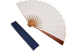 HONSHEN Folding Fan,Chinese Style Hand Held Fans, Manual polishing Bamboo Paper Traditional Chinese Arts Folding Fans with Gift Box,Works of art made of wood and Bamboo (White Gift Fan)