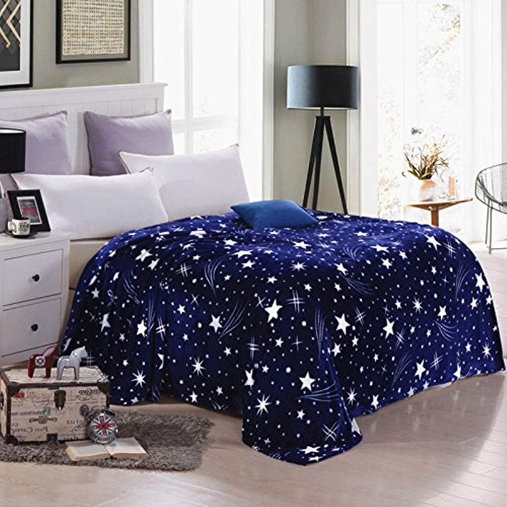 Linge De Lit Et Oreillers Jetes De Lit Mant Vn Zhh Couvre Lit Bleu Marine Etoiles En Flanelle Douce Polyester Bleu Marine 120x200cm