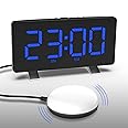 VAUNO Extra Loud Vibrating Alarm Clock with Bed Shaker, Dual Alarms Digital Clock for Bedroom, Deep Sleepers Adult Hearing impaired Deaf with Nuclear Fire Alarm