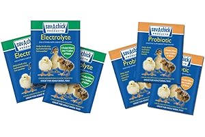 SAVE A CAF Sav-A-Chick Electrolyte & Vitamin Supplement (3-0.2 oz Packets) Bundled with Sav-A-Chick Probiotic Digestive Supplement for Poultry (3-0.2 oz Packets) - Six 0.2 oz Packets Total