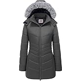WULFUL Women's Winter Coats Long Warm Thicken Puffer Jackets Outwear With Removable Fur Hood