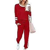 Aloodor Sweatsuit for Women 2 Piece Outfits for Womens Crewneck Sweatshirts Pullover