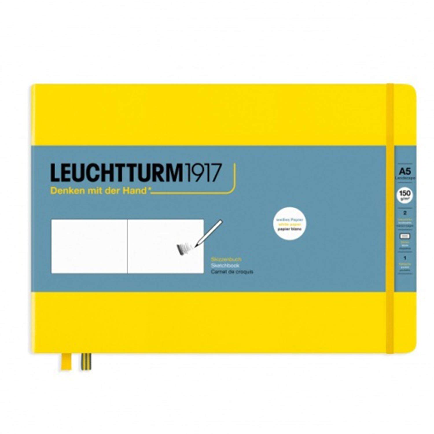 LEUCHTTURM1917 362368 Sketchbook Landscape (A5), Hardcover, 112 Pages (150 g/sqm), Plain, Lemon — image 1