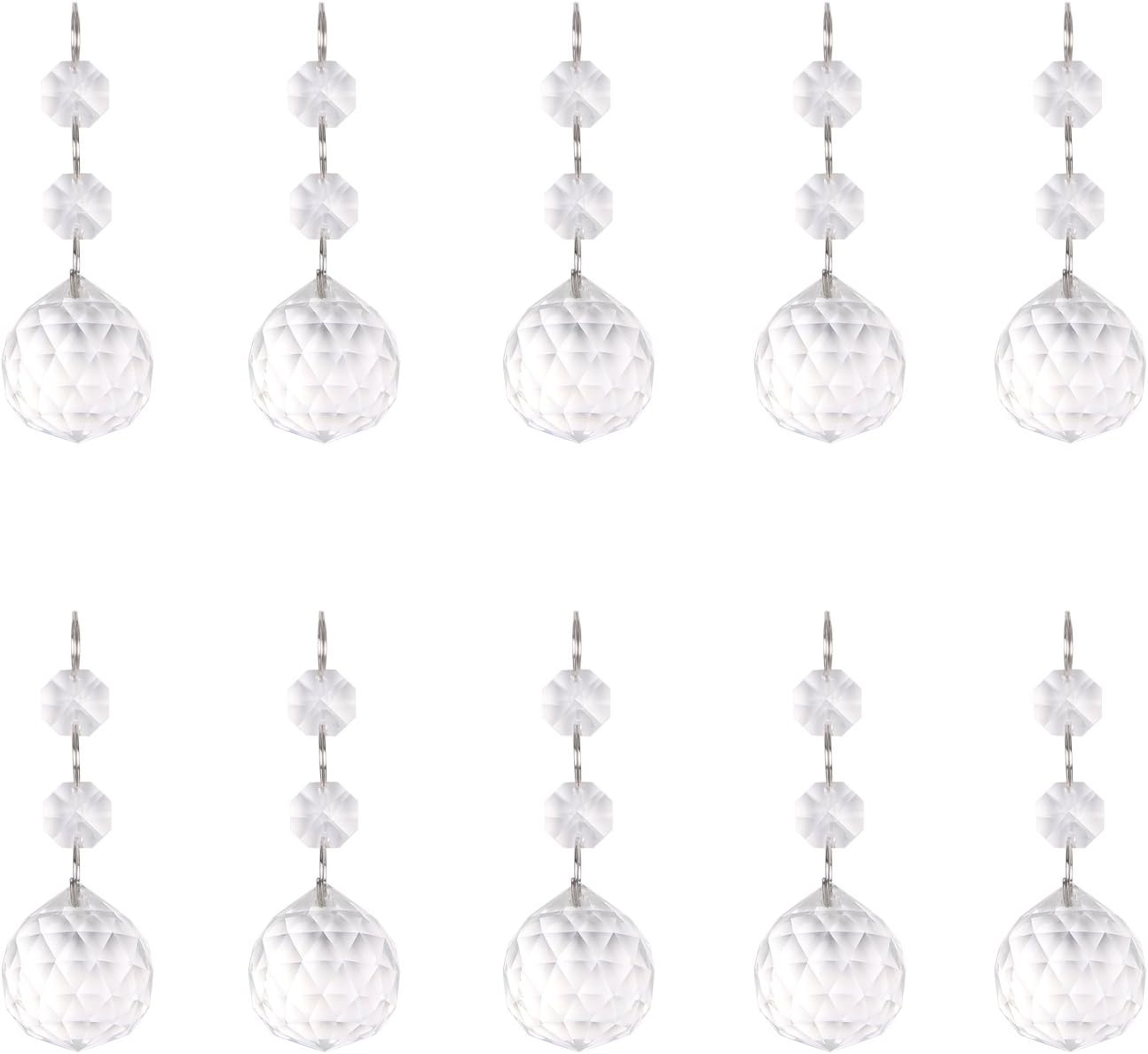 ZEYAN 10pcs Crystal Glass Ball Chandelier Prisms Pendants Parts Beads (30mm, Clear)