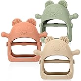 Eascrozn 3 Pack Baby Teething Toys 3 Months+, Silicone Teething Mitten for Babies Anti Drop Wrist Hand Teether, Baby Chew Toy
