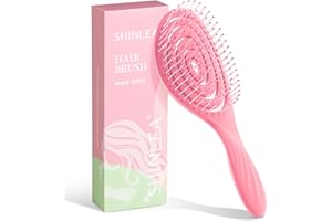 SHINLEA Detangle Hair Brush, Detangling Wet Spiral Hairbrush for Women, Men, kids, Vented Detangler for Blow Drying, Glide Through Tangles For All Hair Types (Pink)