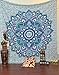 Indian Hippie Bohemian Psychedelic Ombre Floral Blue-green Queen-size-large-mandala Wall-hanging Tapestry-dorm