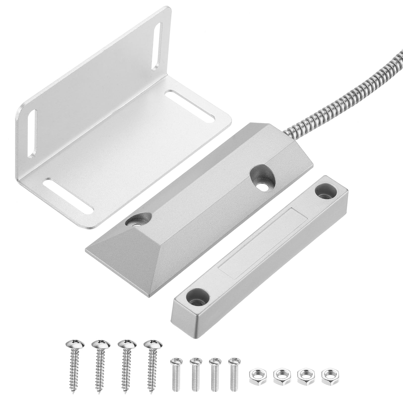 PATIKIL Garage Door Magnetic Contacts Switch, NC Wired Magnetic Reed Switch Open Sensor with Adjustable Bracket for Garage Door, Rolling Door