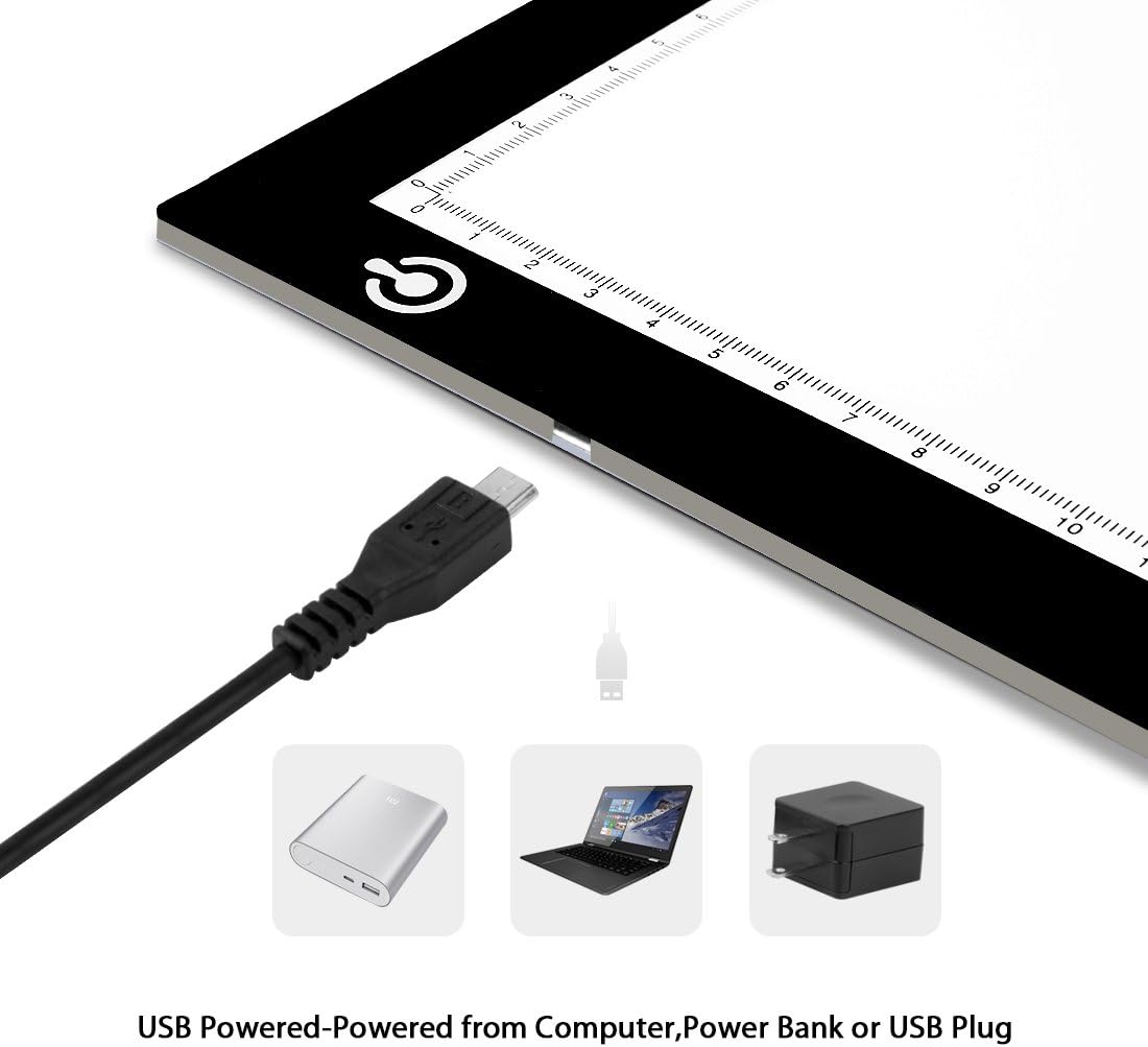 LITENERGY Portable A4 Tracing LED Copy Board Light Box, Ultra-Thin Adjustable USB Power Artcraft LED Trace Light Pad for Tattoo Drawing, Streaming, Sketching, Animation, Stenciling