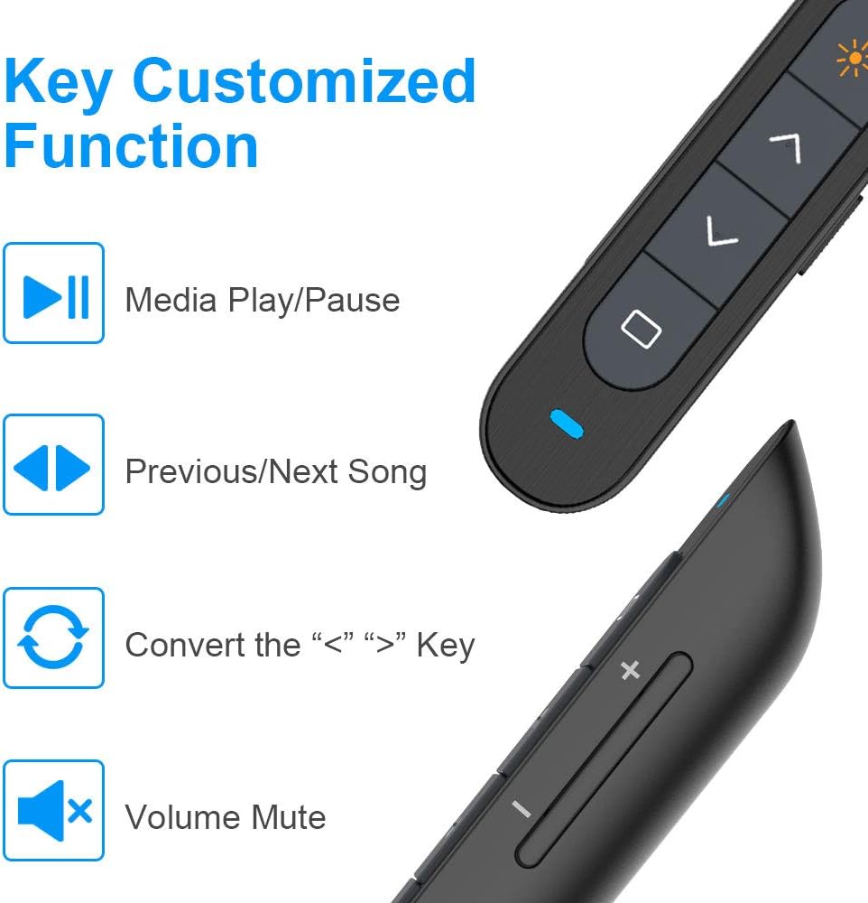 Key-Customized Wireless Presenter, KNORVAY N27 Presenation Clicker for Powerpoint, Hyperlink Volume PPT PowerPoint Clicker for Presentation Remote Slide Advancer 330 FT : Office Products