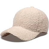 MGBPEI Women's Winter Baseball Cap Adjustable Solid Color Lamb Wool Warm Baseball Cap Unisex Unconstructed Plain Cap