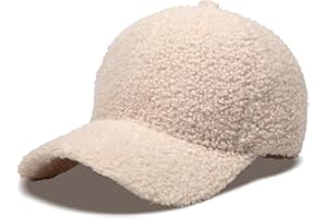 MGBPEI Women's Winter Baseball Cap Adjustable Solid Color Lamb Wool Warm Baseball Cap Unisex Unconstructed Plain Cap