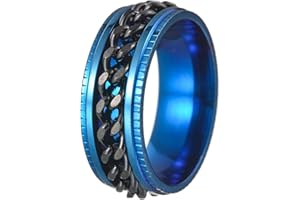Udolfly Mens Fidget Rings Anxiety Rings for Men Women Chain Spinner Rings for Kids Teen Titanium Steel Ring