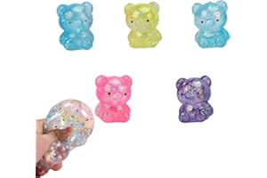5Pcs Bear Nee Doh Stress Ball, Squishy Stress Balls Set, Squishy Slow Rising Stress Ball, Mixed Color Soft Flexible for Adult