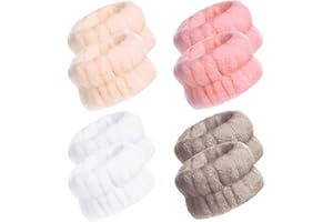 JANFUN Women's Wrist Towels for Washing Face, Microfiber Wrist Spa Wash Towel Band Face Washing Wristbands Absorbent Wristbands Wrist Sweatband for Girls Prevent Water from Spilling Down Your Arms 8PCS