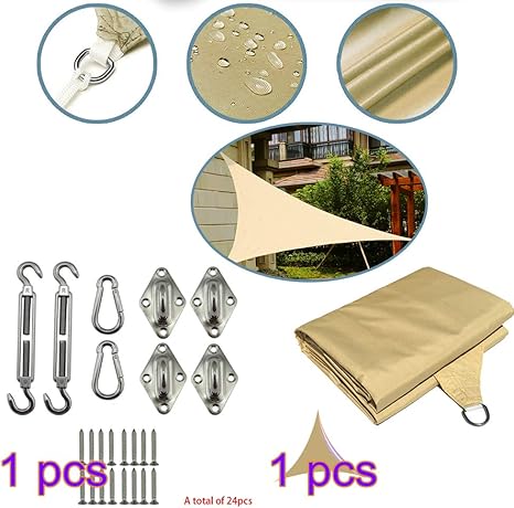 QIANRUNHE Sonnensegel, dreieckig, 3,5 x 3,5 x 3,5 m, für Terrasse, Hof