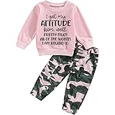 WZTYYDS Toddler Girls Clothes 2T 3T 4T 5T Kids Fall Winter Outfits Letter Sweatshirt Pullover Tops Camouflage Pants Set