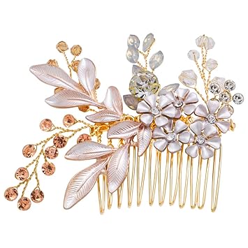 Amazon Com C L Accessories Bridal Hair Combs Gold Rhinestone