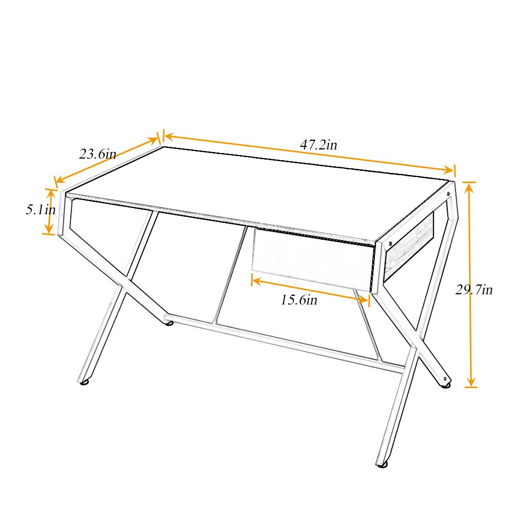 Soges Computer Desk XShaped Modern Desk With Drawer 47" Writing Desk