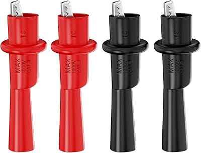 Cleqee 4PCS Multimeter Push on Alligator Clips 2mm Female Socket