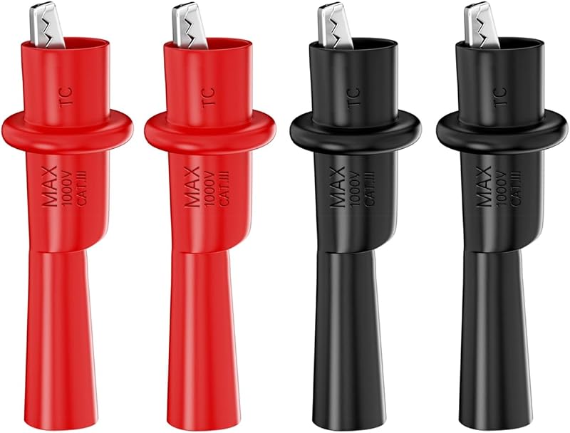 Cleqee 4PCS Multimeter Push on Alligator Clips 2mm Female Socket