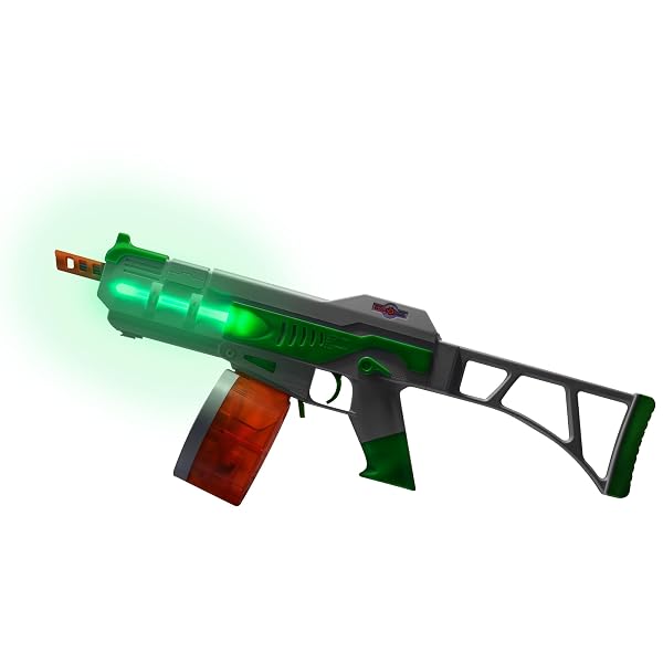 SPLATRBALL SRB1200 PYRO GLOW-IN-THE-DARK WATER GEL BALL BLASTER KIT – LED LIGHTS, 225 FPS, 1200-ROUND DRUM MAG, 2000 TOTAL ROUNDS – GREEN/WHITE