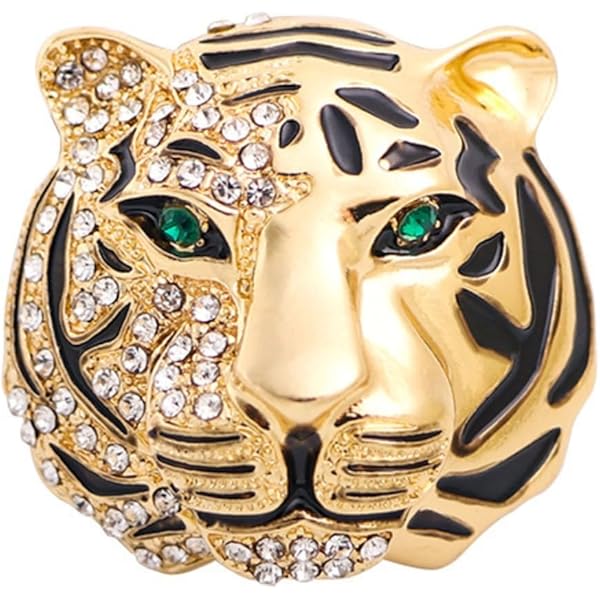 Amazon.com: Gold Tiger Head Brooch Pins，Punk Rhinestone Crystal