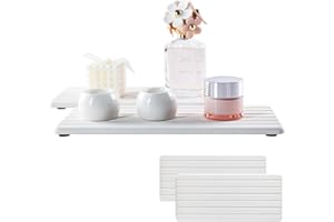 NiuYichee 2 PCS Water Absorbent Diatomite Coasters (12.2"x5.51"), Grooved Design, Water Absorbing Stone Used for Hand Soaps & Plants & toiletries in The Modern Home