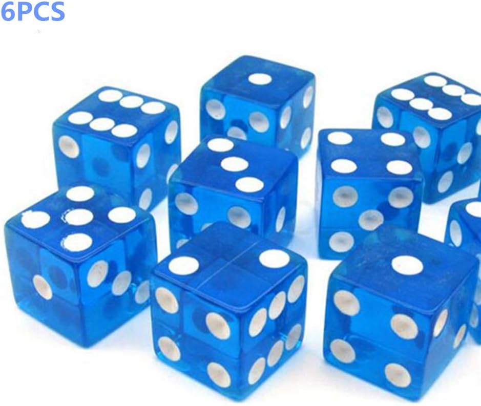 6pcs Dados 6 lados Lados puntuales de 16 mm para juegos de dados Tenzi, Farkle, Yahtzee, Bunco o