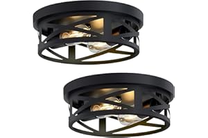 SKEJAO Flush Mount Ceiling Light Fixture,Black 2-Light Hallway Light Fixtures Ceiling,Light Fixtures Ceiling Mount for Farmho