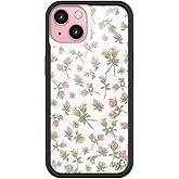 Wildflower Cases - Compatible with iPhone 15| Protective Black Bumper, 6.5ft Drop Test Certified, Women Owned Small Business | Pink White Floral Trendy Cute | Pink Posie Rosie